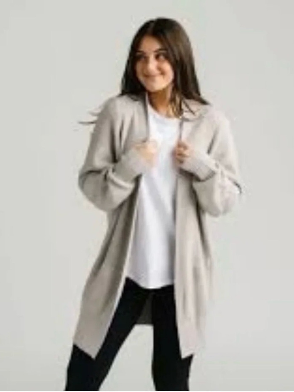 Zyia Active USA Open-Front Long Cardigan - Light Taupe